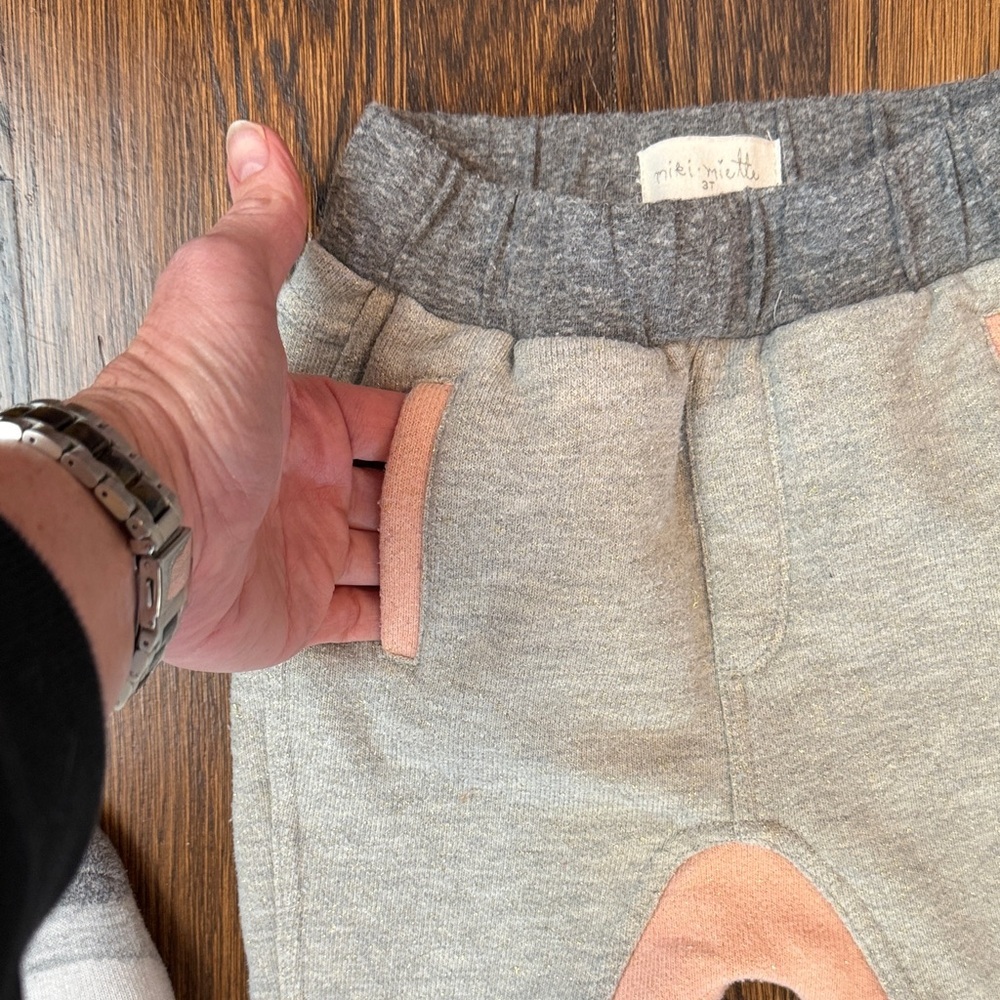 Girls Heather Gray Joggers with Pink Trim and Shimmer accents - Picture 3 of 8